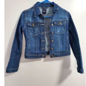 Gap Denim Icon Jean Jacket Size XL Distressed coat for Girls sz 12